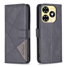 Per Infinix Smart 8 Custodia per telefono in pelle con texture rombo con fibbia magnetica (nera)