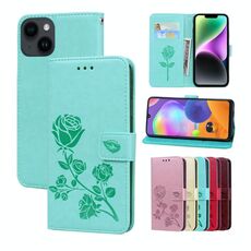 Custodia per telefono in pelle PU con vibrazione rosa goffrata per iPhone 15 (verde)