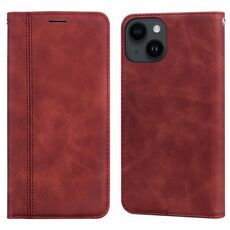 Custodia per telefono in PU con vibrazione orizzontale magnetica satinata per iPhone 15 (marrone)