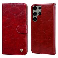 Custodia per telefono in pelle flip antiurto con texture ultra cerata per Samsung Galaxy S24 (rossa)