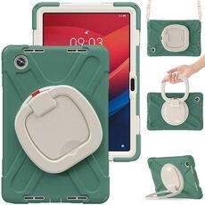 Per Lenovo Tab M11 /Xiaomi Pad 11 2024 Custodia tablet PC ibrida in silicone con supporto e tracolla (verde smeraldo)