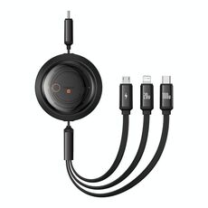 Baseus CB000084 Core Series 100W 480Mbps USB-C / Type-C a USB-C / Type-C + 8 Pin + Cavo dati di ricarica rapida telescopico Micro USB (Nero)