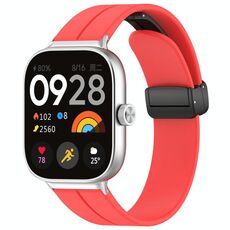 Per cinturino in silicone con fibbia magnetica pieghevole Redmi Watch 4 scanalature (rosso)