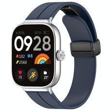 Per cinturino in silicone con fibbia magnetica pieghevole Redmi Watch 4 scanalature (blu scuro)