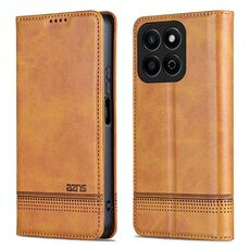 Custodia per telefono in pelle di vitello con texture magnetica per Honor Play 60 Plus AZNS (marrone chiaro)