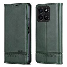 Custodia per telefono in pelle flip con texture magnetica AZNS per Honor Play 60 Plus (verde scuro)