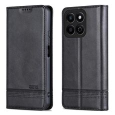 Custodia per telefono in pelle flip con texture magnetica AZNS per Honor Play 60 Plus (nera)