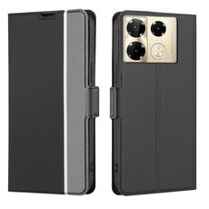 Per Infinix Note 40 Pro 4G Custodia per telefono in pelle con pulsanti laterali con texture twill (nera)