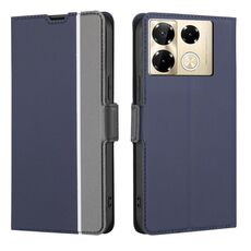 Per Infinix Note 40 Pro 4G Custodia per telefono in pelle con pulsanti laterali con texture twill (blu)