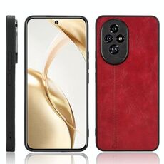 Custodia per telefono con cover posteriore cucita con motivo mucca per Honor 200 Pro (rosso)