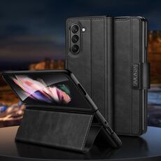 Per Samsung Ga6axy Z Fold6 SULADA Custodia per telefono in pelle con chiusura magnetica all-inclusive (nera)