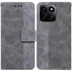 Custodia per telefono in pelle goffrata geometrica per Honor Play 60 Plus (grigio)