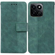 Custodia per telefono in pelle goffrata geometrica per Honor Play 60 Plus (verde)