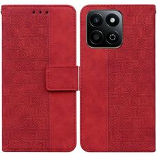 Custodia per telefono in pelle goffrata geometrica per Honor Play 60 Plus (rosso)