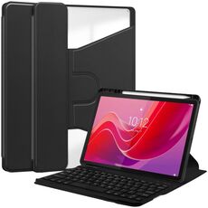 Per Lenovo Tab M11/Xiaoxin Pad 11 2024 Custodia in pelle trasparente con rotazione a 360 gradi con tastiera (Nero)