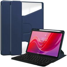 Per Lenovo Tab M11/Xiaoxin Pad 11 2024 Custodia in pelle trasparente con rotazione a 360 gradi con tastiera (blu scuro)