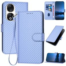 Per Honor 90 YX0070 Custodia per telefono in pelle con fibbia in fibra di carbonio con cordino (viola chiaro)