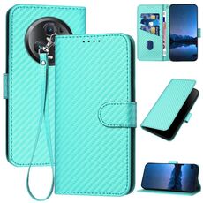 Per Honor Magic5 Pro YX0070 Custodia per telefono in pelle con fibbia in fibra di carbonio con cordino (azzurro)