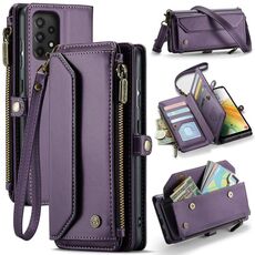 Per Samsung Galaxy A33 5G CaseMe C36 Slot per schede Portafoglio con cerniera Custodia per telefono in pelle antifurto RFID (Viola)