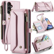 Per Samsung Galaxy A34 5G CaseMe C36 Slot per schede Portafoglio con cerniera Custodia per telefono in pelle antifurto RFID (rosa)