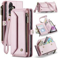 Per Samsung Galaxy A35 5G CaseMe C36 Slot per schede Portafoglio con cerniera Custodia per telefono in pelle antifurto RFID (rosa)