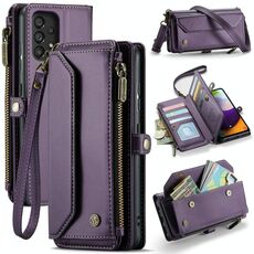 Per Samsung Galaxy A52 / A52s 5G CaseMe C36 Slot per schede Portafoglio con cerniera Custodia per telefono in pelle antifurto RFID (Viola)