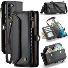 Per Samsung Galaxy S22+ 5G CaseMe C36 Slot per schede Portafoglio con cerniera Custodia per telefono in pelle antifurto RFID (Nero)