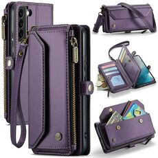 Per Samsung Galaxy S22+ 5G CaseMe C36 Slot per schede Portafoglio con cerniera Custodia per telefono in pelle antifurto RFID (Viola)