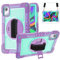 Per Lenovo Tab M11 / Xiaoxin Pad 11 2024 Custodia per tablet in silicone con contrasto per PC con rotazione a 360 gradi (viola + verde menta)