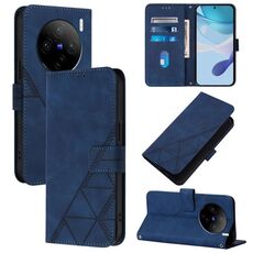 Custodia per cellulare in pelle con custodia a tracolla in rilievo 3D per vivo X100 (blu)