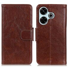 Per Xiaomi Redmi 13 4G Custodia per cellulare in pelle con texture nappa orizzontale (marrone)