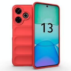 Per Xiaomi Redmi 13 4G Global Magic Shield TPU + custodia per telefono in flanella (rossa)