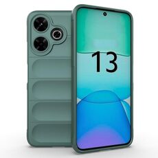 Per Xiaomi Redmi 13 4G Global Magic Shield TPU + custodia per telefono in flanella (verde scuro)