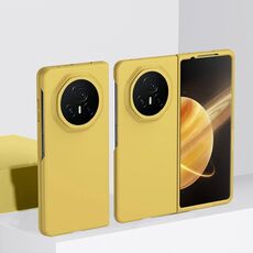 Custodia per telefono in PC ultra sottile con effetto pelle per Honor Magic V3 (giallo)