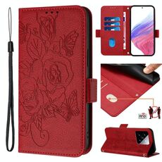 Per Xiaomi 14 5G Custodia per telefono antifurto in pelle RFID rosa goffrata (rossa)