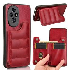 Custodia per telefono con borsa per carta da cucito modello mucca per Honor 200 Pro (rossa)
