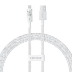 Cavo dati di ricarica rapida Baseus Gem trasparente da USB a 8 pin da 2,4 A, lunghezza: 1 m (bianco)