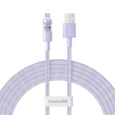 Baseus Gem Cavo dati USB trasparente da 2,4 A a 8 pin per ricarica rapida, lunghezza: 2 m (viola)