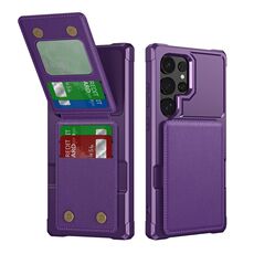 Per Samsung Galaxy S24 Ultra 5G Custodia per telefono in pelle con supporto verticale a ribalta (viola)