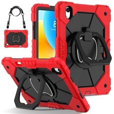 Per Huawei Matepad 11.5 2023 Contrast Color Robot Silicone Hybrid PC Tablet Case (Rosso Nero)