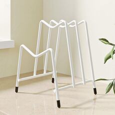 Tagliere da cucina sul bancone della cucina, scaffale multifunzionale con coperchio per pentole multistrato (bianco)