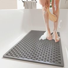 Tappetino antiscivolo per bagno in TPE, doccia domestica, vasca da bagno, poggiapiedi con ventosa anticaduta, dimensioni: 40x70 cm (grigio)