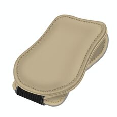 Clip per occhiali da auto Borsa portaoggetti per occhiali da sole con chiusura magnetica in pelle per auto (Beige)
