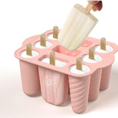 Stampo per gelato con 9 griglie, scomparto per ghiaccio in silicone, creatore di membrana per cubetti di ghiaccio fatto in casa (rosa A)
