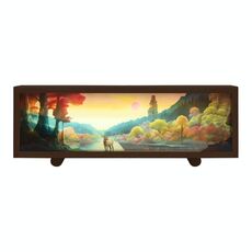3 colori luce touch control legno acrilico atmosfera lightbox decorazione pittura luce notturna (noce)
