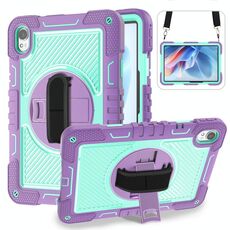 Per Huawei MatePad 11.5 2023 Custodia per tablet in silicone con contrasto per PC e rotazione a 360 gradi (viola + verde menta)