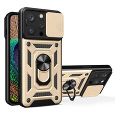 Per iPhone 16 Pro Custodia scorrevole per fotocamera Design TPU + Custodia per PC (Oro)