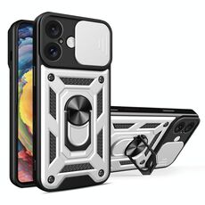 Per iPhone 16 Plus Custodia per fotocamera scorrevole Design TPU+PC Custodia per telefono (argento)