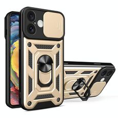 Per iPhone 16 Custodia per fotocamera scorrevole in TPU+PC (oro)