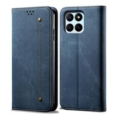 Per Honor X6b 4G Custodia per telefono in pelle con texture denim globale (blu)